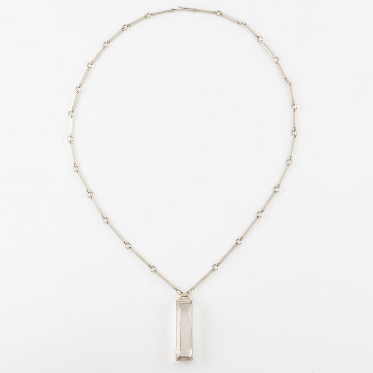 Wiwen Nilsson, collier, silver med trappslipad bergkristall, Lund 1943.