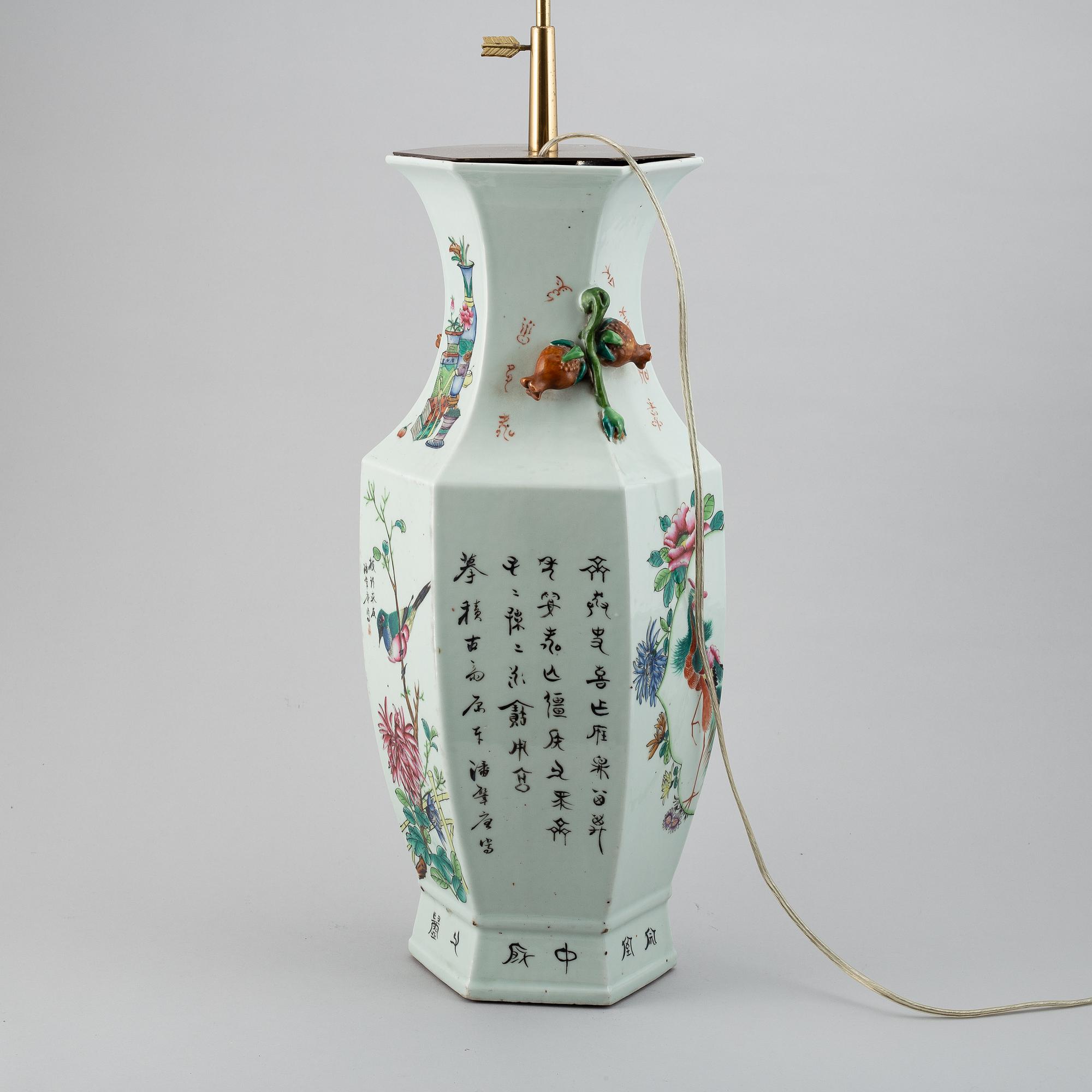 A large Chinese vase, mounted as a lamp, first half of 20th Century.