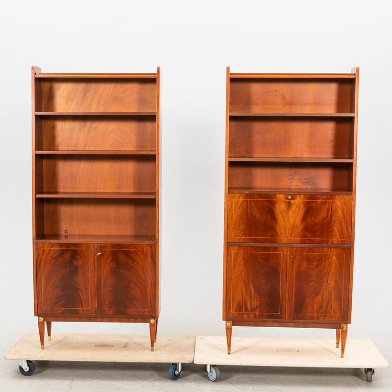 Bookshelves, a pair in Gustavian style from the mid-20th century.