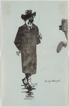 AXEL FRIDELL, indian ink and wash, unsigned. "Min nya Burberryrock". Probably executed in December 1933.