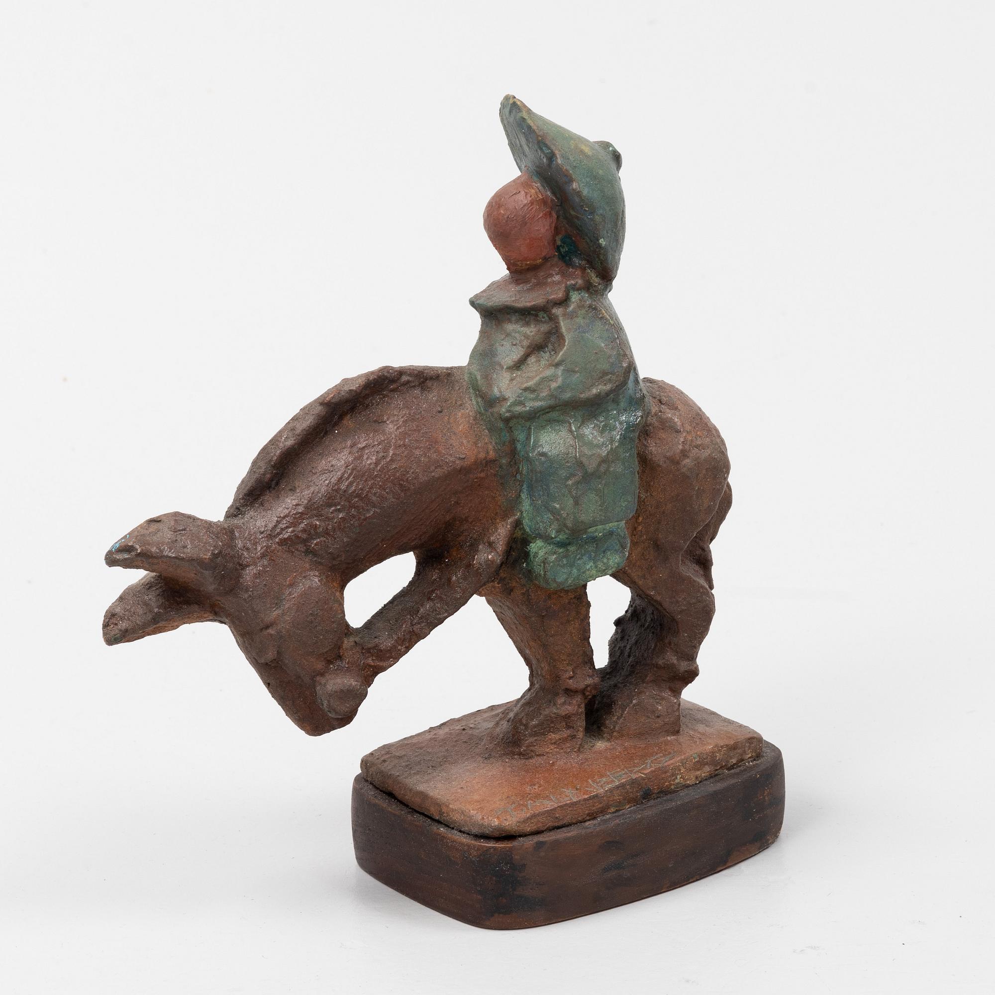 Tomas Almberg, two sculptures, Signed. Numbered. Patinated and painted bronze.