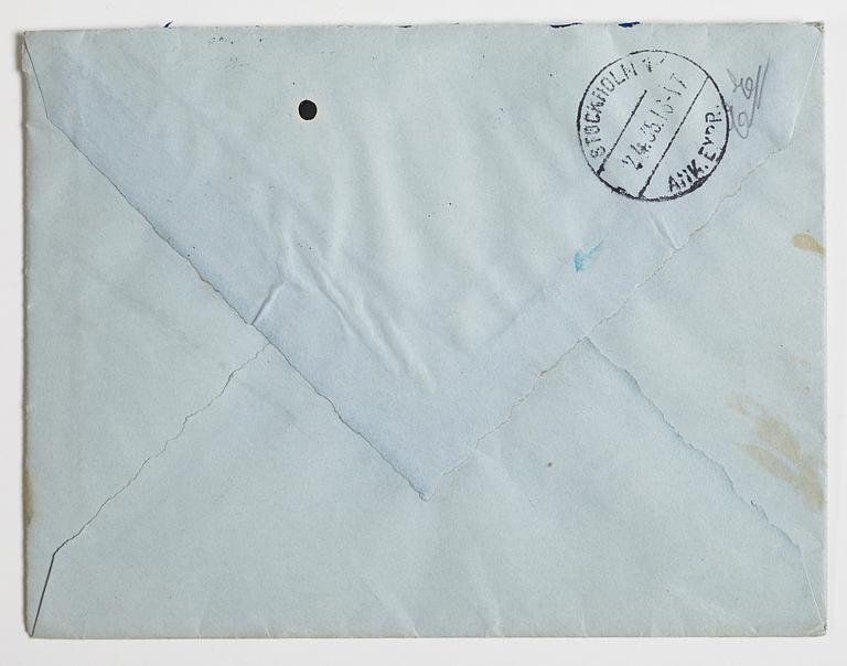 LETTER from the Wedel and Liepe families to GAN (Gösta Adrian-Nilsson) in Stockholm, dated Malmö 1 april 1935.