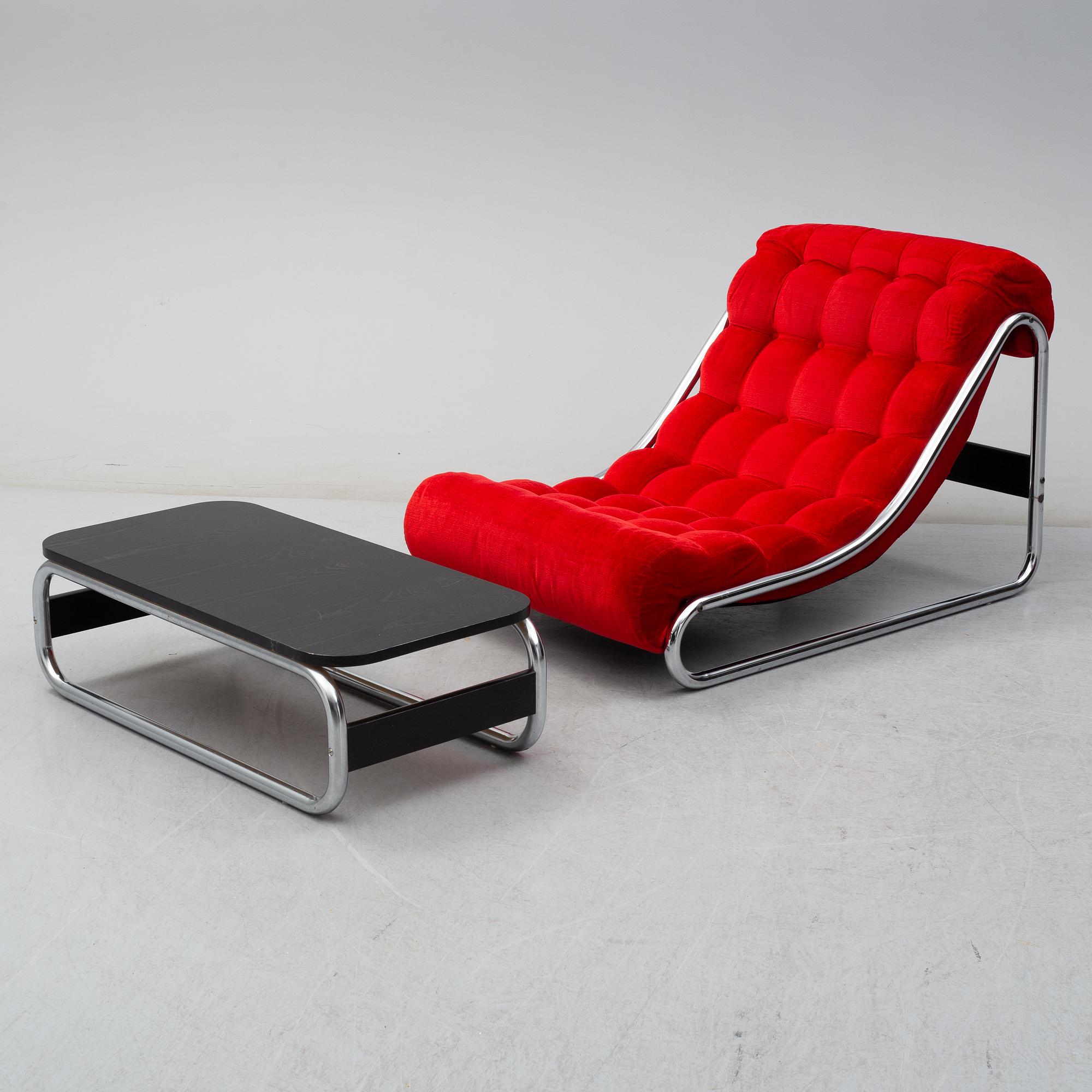 GILLIS LUNDGREN, fåtölj samt bord, "Impala", IKEA.