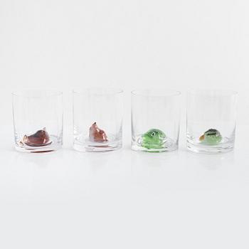 Ernst Billgren, eight "New Friends" glasses, Kosta Boda, Sweden.