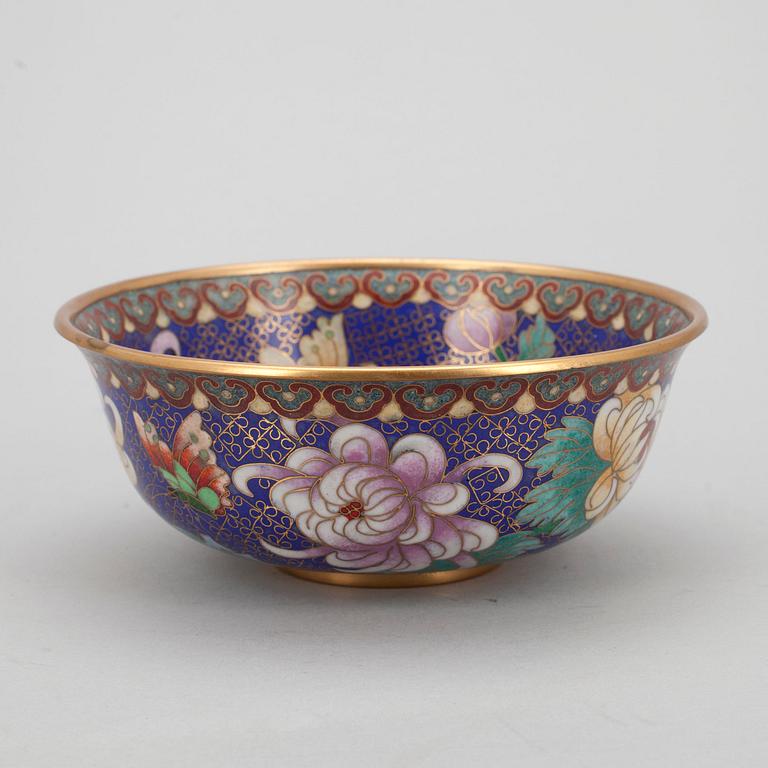 SKÅL, cloisonné emalj och mässing, Kina 1900-talets första hälft.