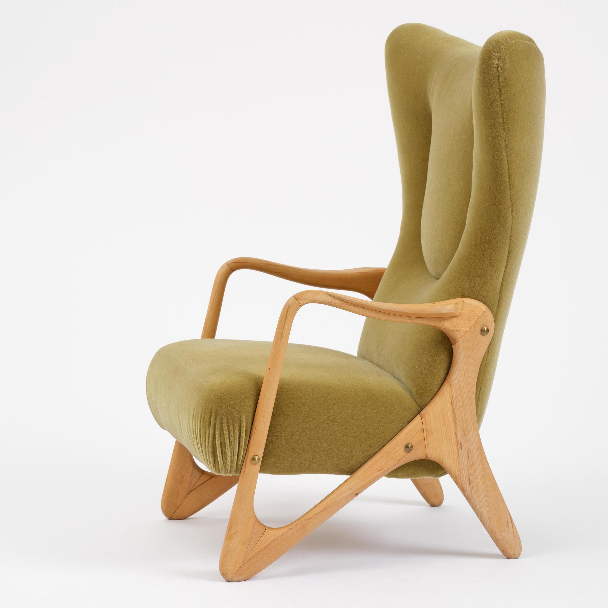Jens Malling Pedersen, a rare "Pelican" high back easy chair, Dantos, Vejle, Denmark, 1950s.