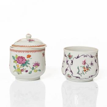 A group of 12 CHinese famille rose porcelain custard cups with covers, Qing dynasty, 18th century.