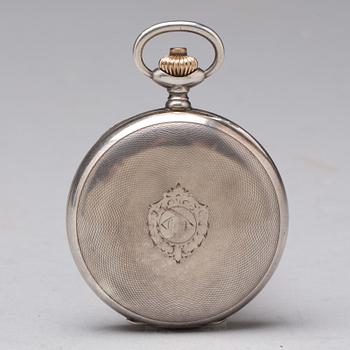 FICKUR. silver.  Longines, ca 1910-15. Kronograf-funktion.