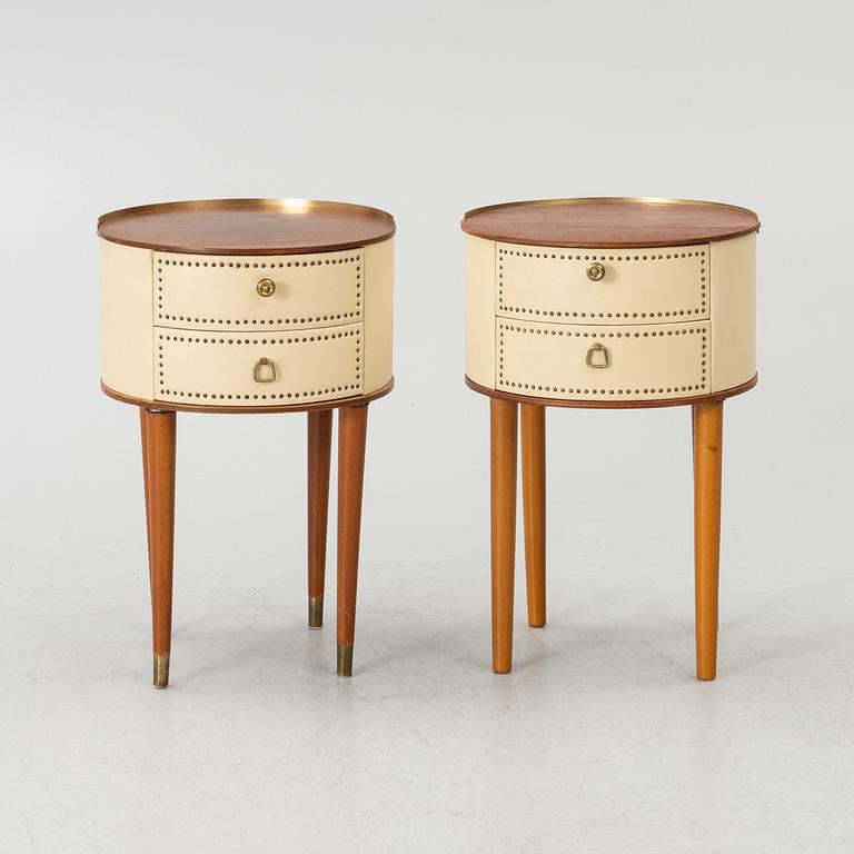 Bedside tables, a pair, Halvdan Pettersson’s furniture factory, Tibro, mid-20th century.