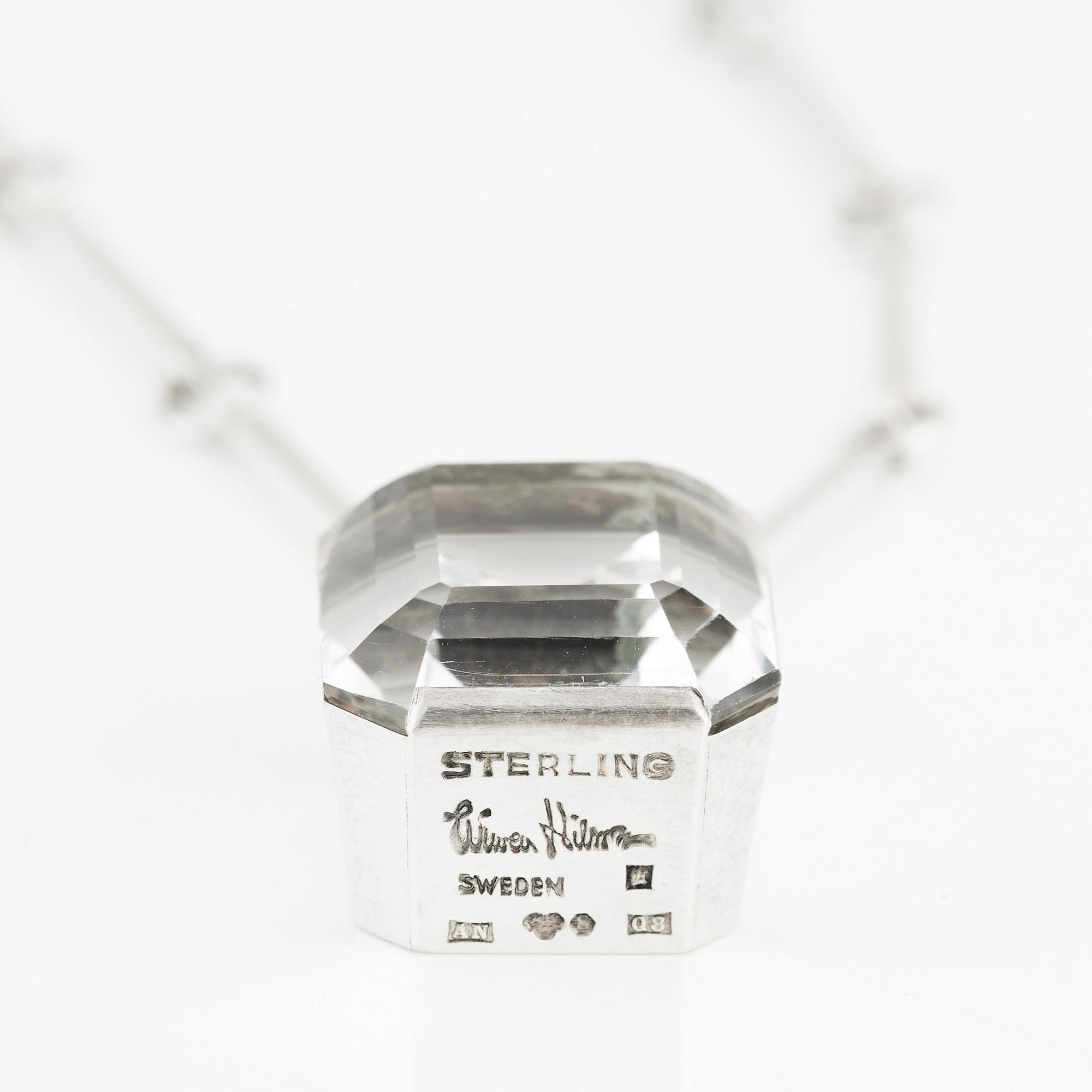 Wiwen Nilsson, a rock crystal and sterling silver necklace and pendant, Lund Sweden 1942.