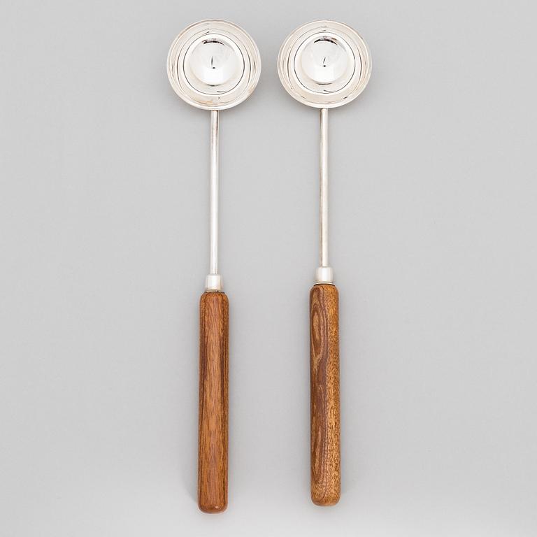 Pekka Piekäinen, Two punch ladles insterling silver with wood handles. Platinoro, Turku.