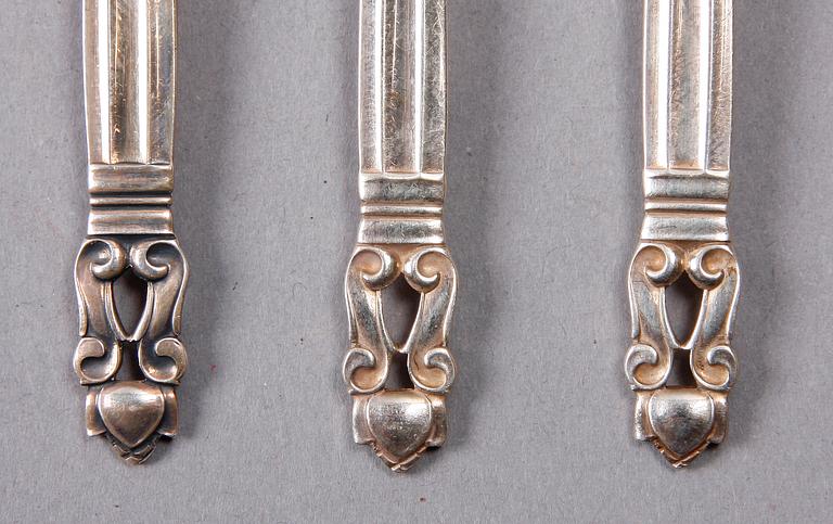 BESTICK, 7 st, sterlingsilver, "Konge", Georg Jensen. 1900-tal.