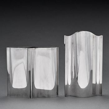 Theresia Hvorslev, two sterling silver vases, Lidköping, Sweden 1973-74.