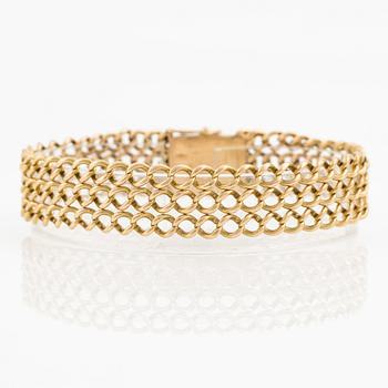 Armband, 18K guld, treradigt.
