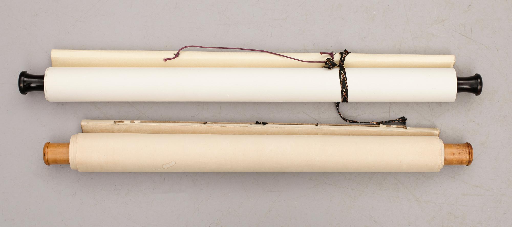 KAKEMONO, 2 st, blandteknik, Japan, 1900-tal.