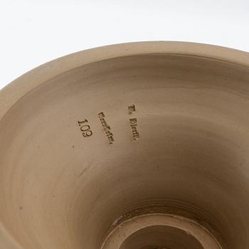 Bowl on foot L Hjorth Bornholm Denmark stoneware.