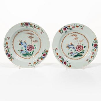 Twelve Famille Rose export porcelain plates, China, yongzheng (1722-35) & Qianlong (1736-95).