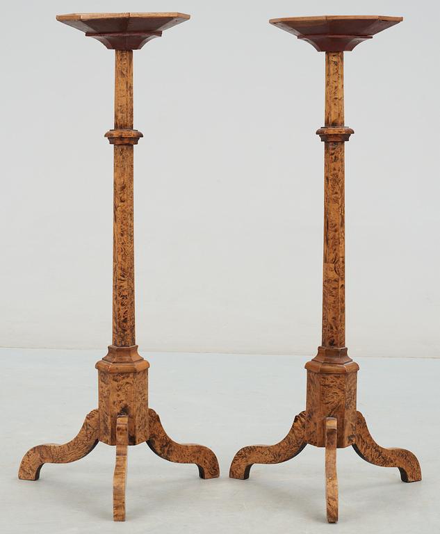 A pair of Swedish late Baroque 18th century candle stands.