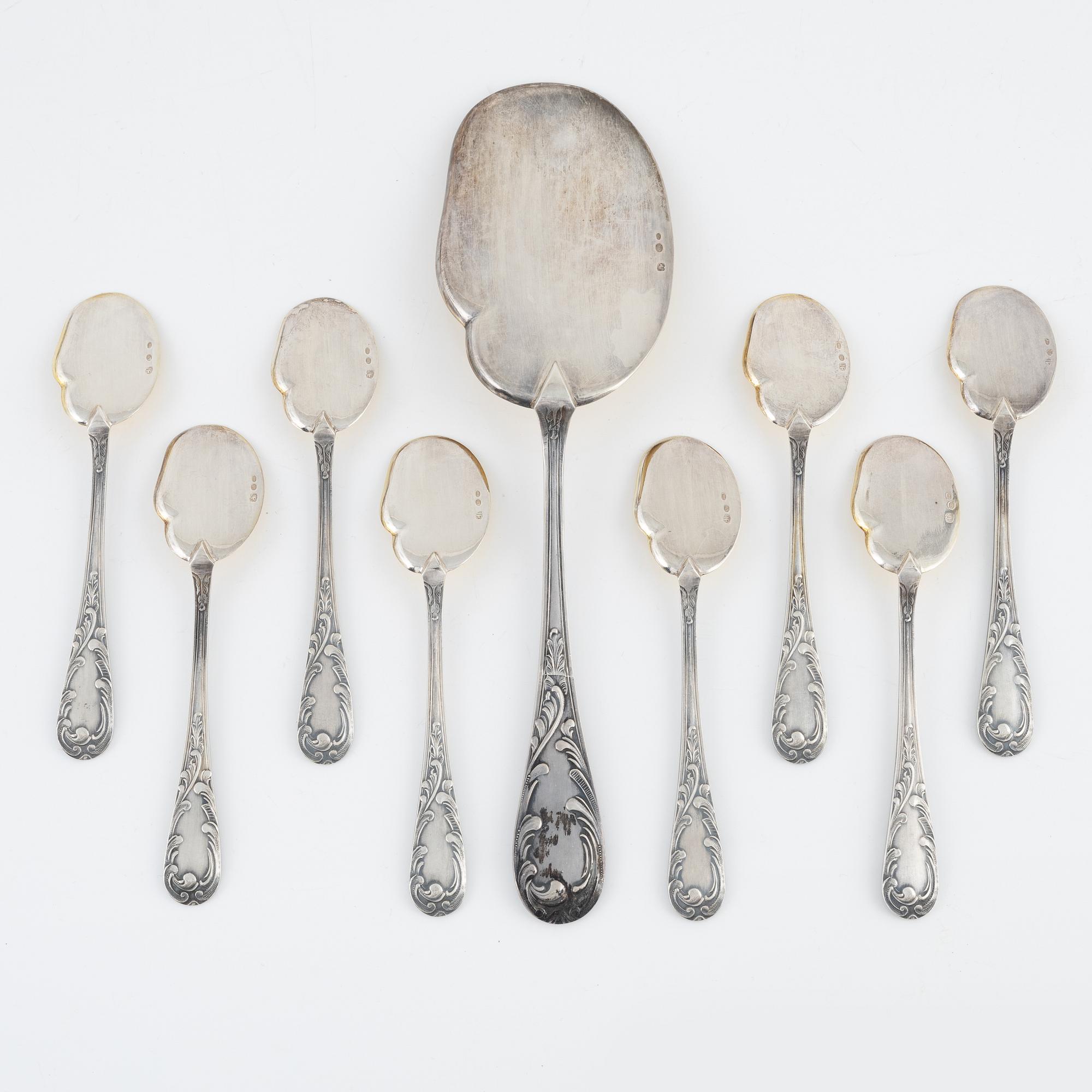 Joseph Rubin, bestickservisdelar, 9 st, silver, Tallinn, Estland, 1922-1939.