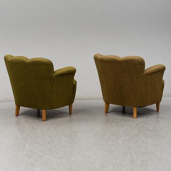 A pair of 1930/40's easy chairs.