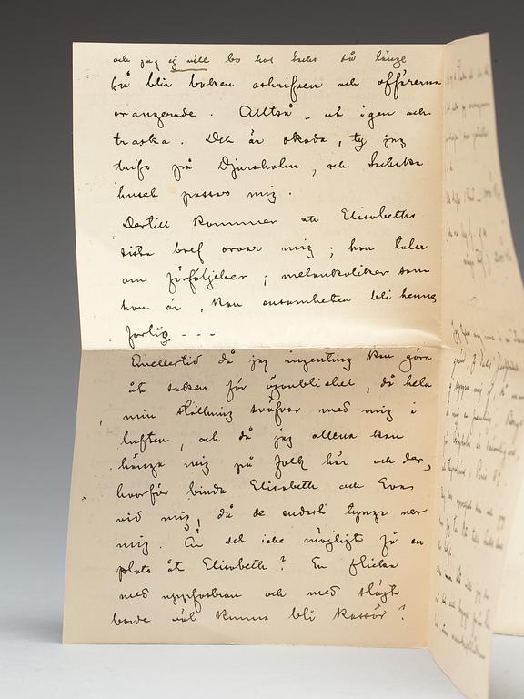 August Strindberg, letter, written by hand and signed at Djursholm September 9 1891.