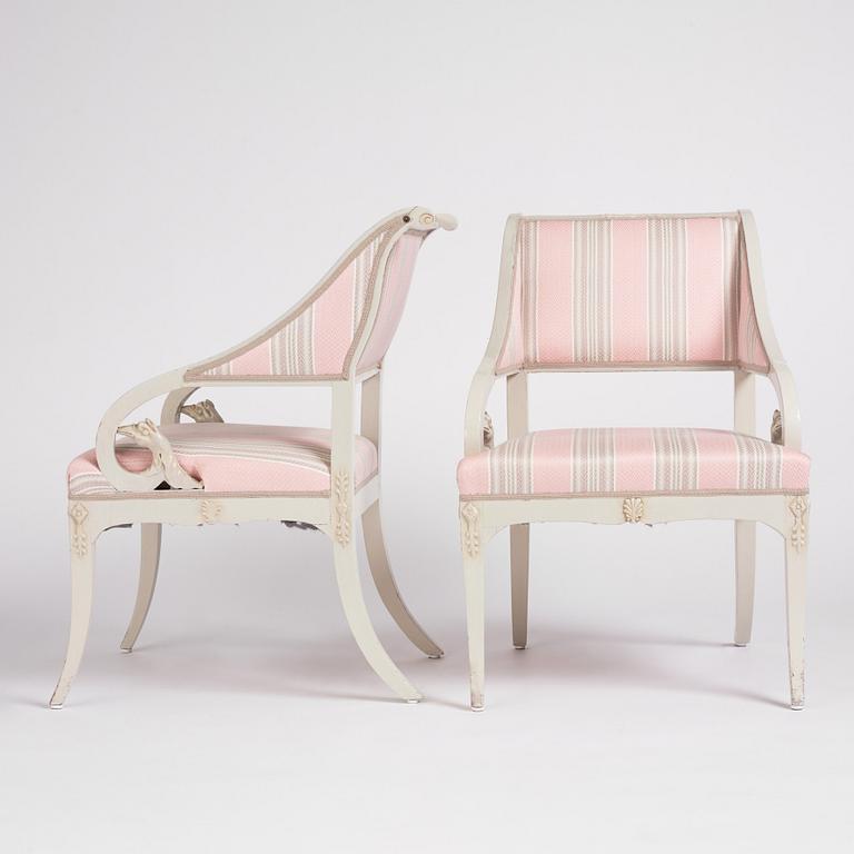 A pair of Swedish Empire armchairs.