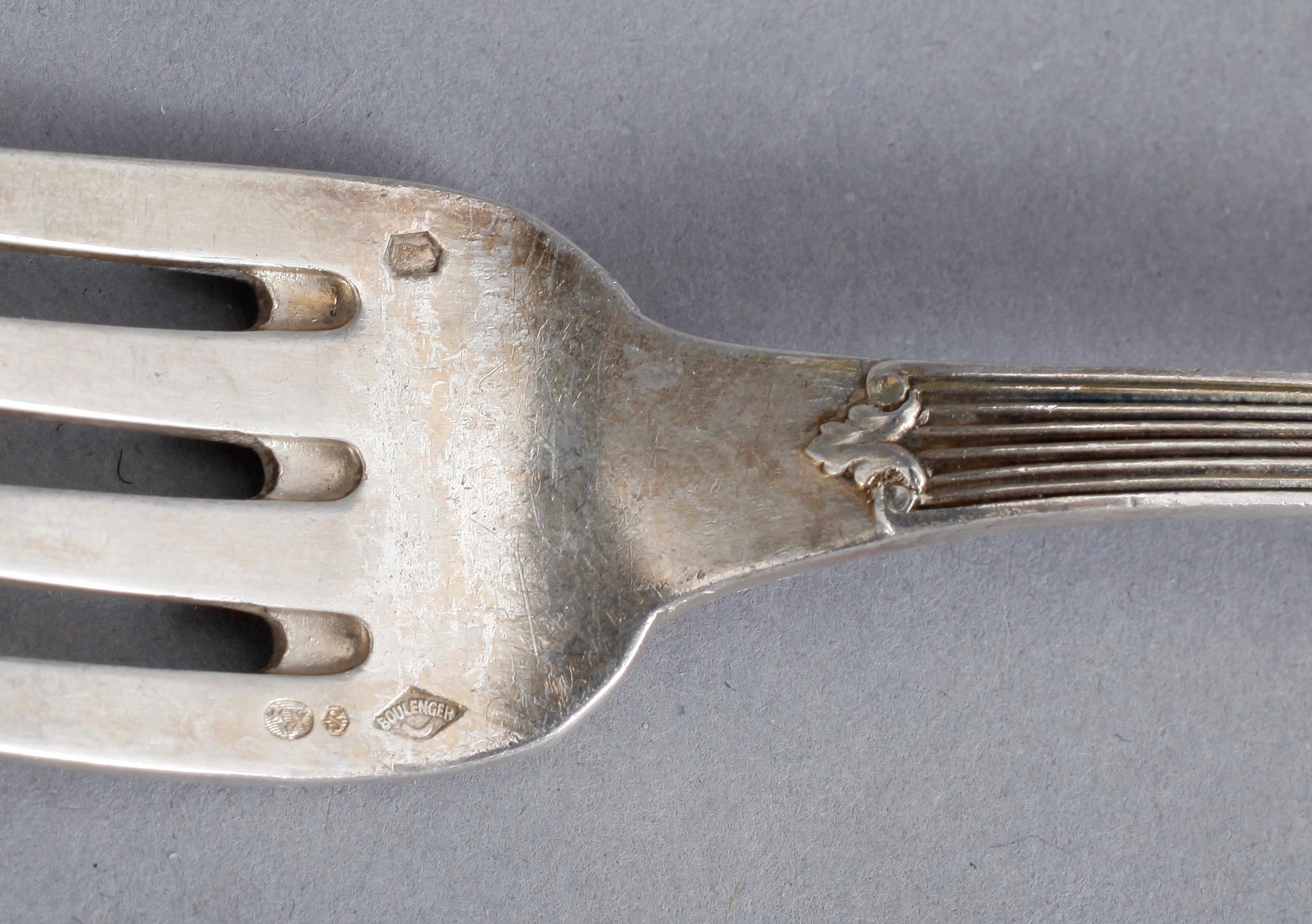 BESTICKSERVIS, 27 delar, silver, Adolphe Boulenger Paris, Frankrike, 1800-tal. tot vikt (ekl knivar.