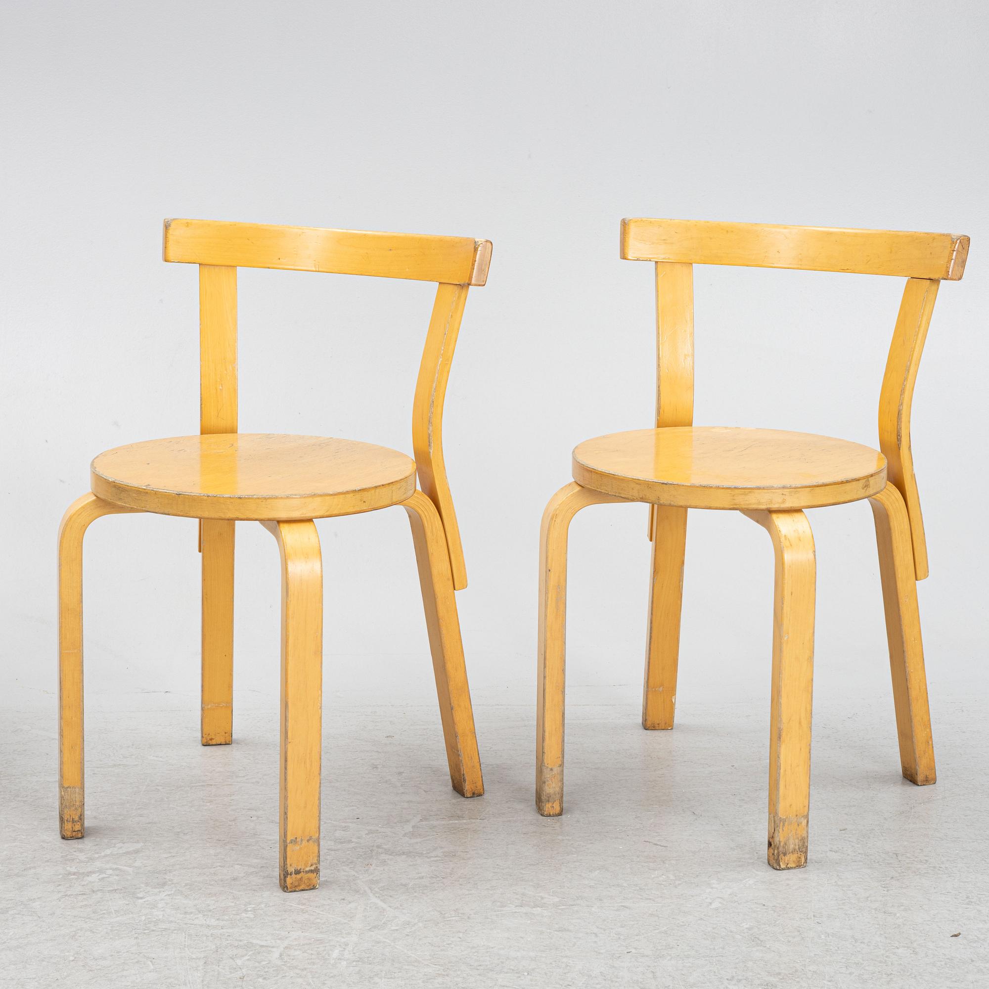 Alvar Aalto, stolar, 6 st, modell 69, Artek, Finland, 1900-talets andra hälft.