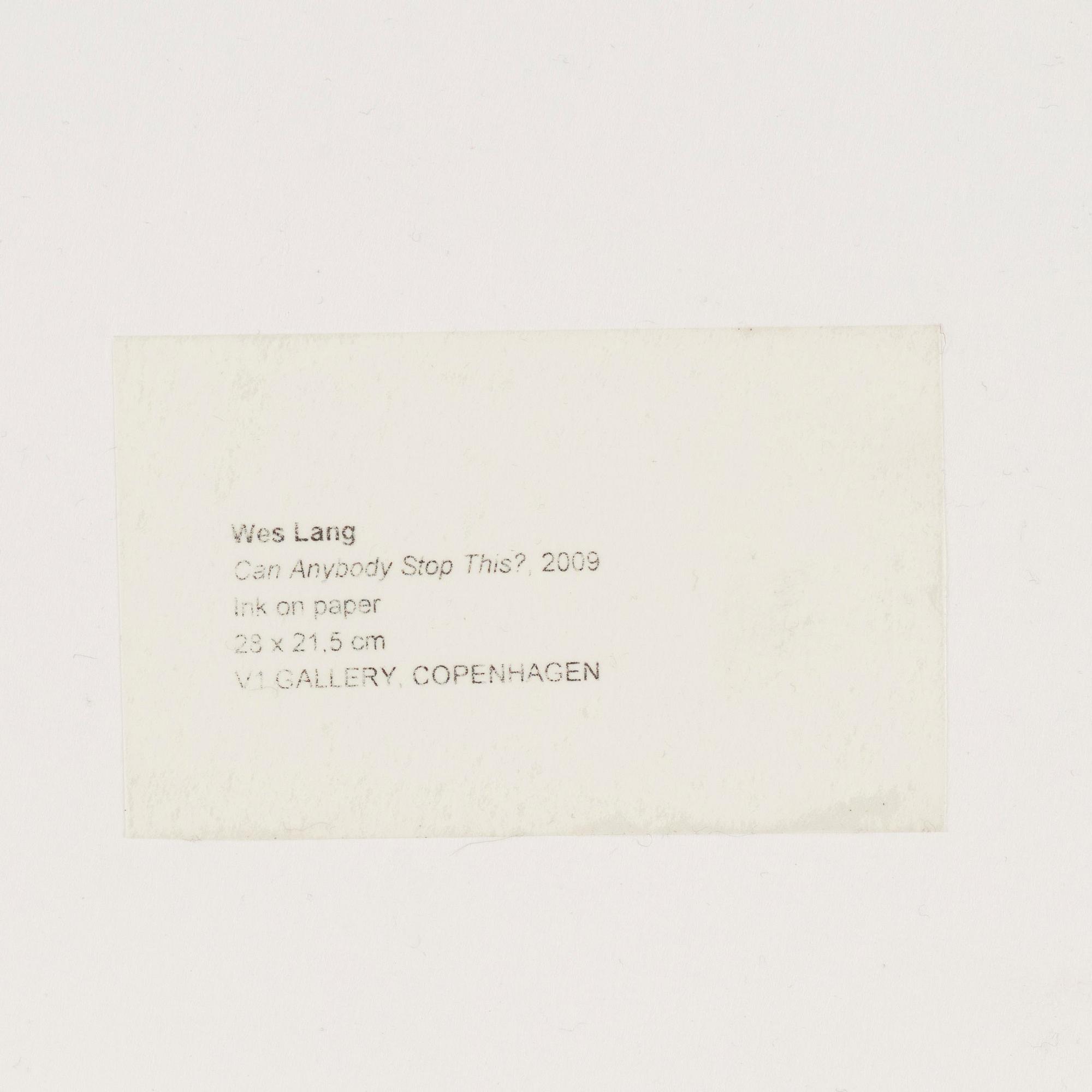 Wes Lang, Wes Lang, ink on paper, executed in 2009.