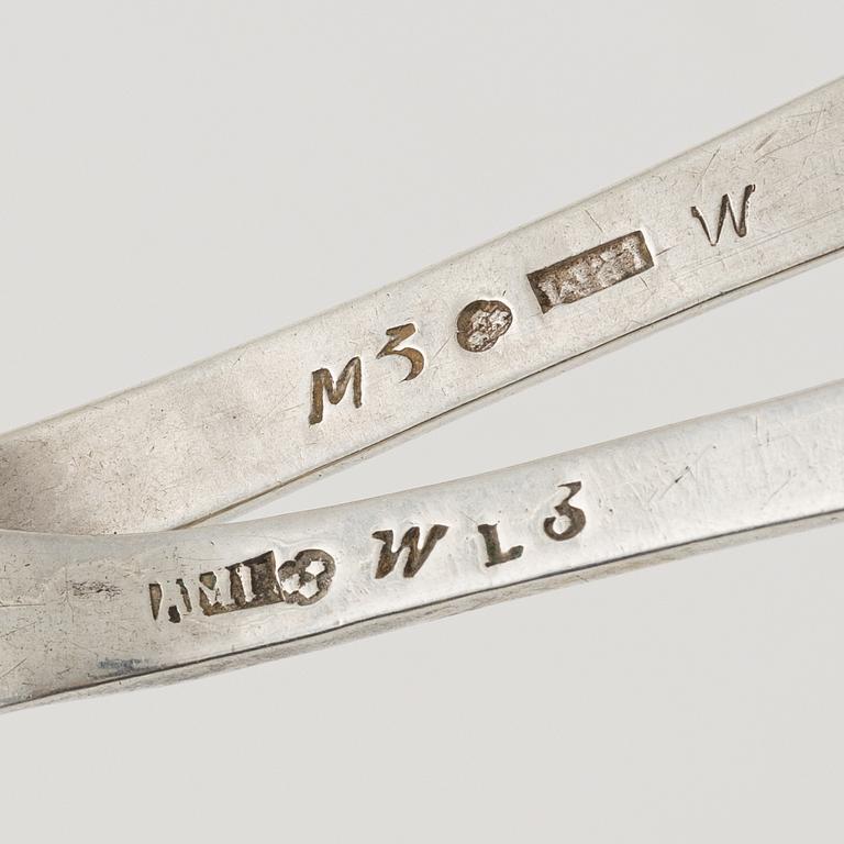 Skedar, 6 st, silver, olika mästare, bl.a. Johan Petter Molér, Visby, 1813 samt 1818.