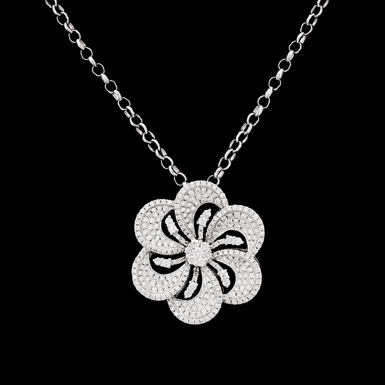HÄNGSMYCKE, briljantslipade diamanter, tot. ca 3.60 ct.