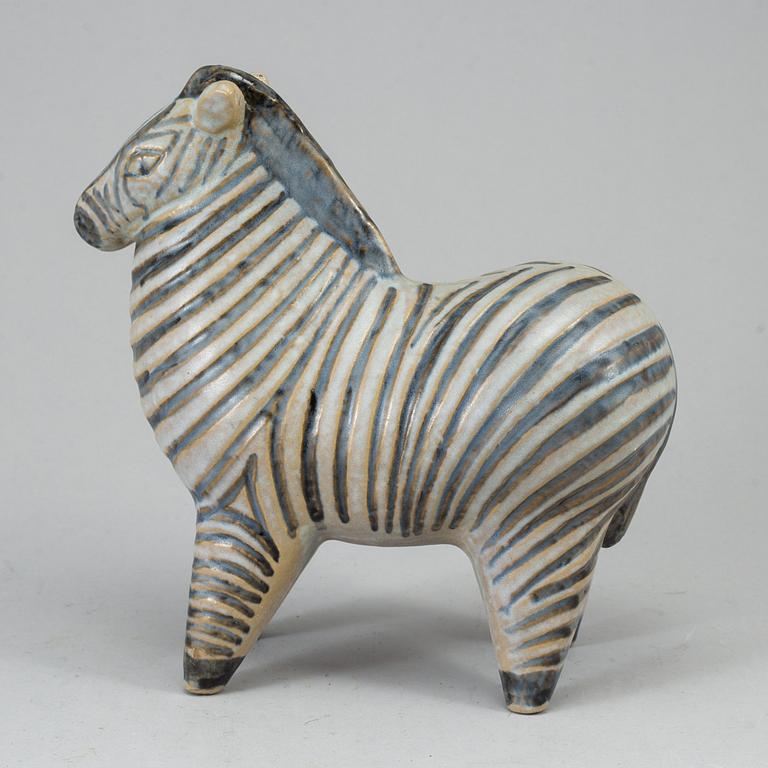 A Lisa Larson stoneware figure of a zebra, Gustavsberg.