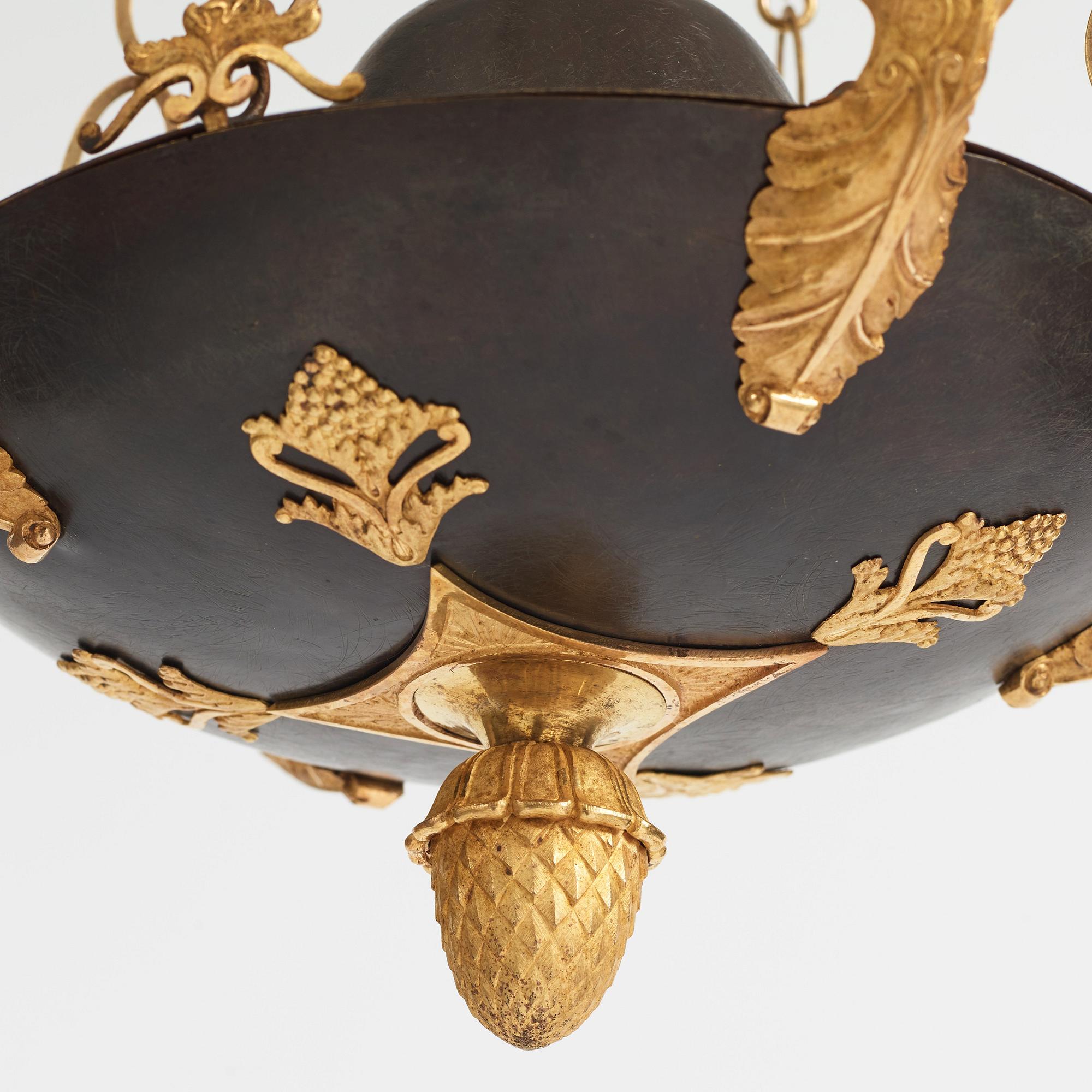 A Swedish Empire 19th century four-light hanging-lamp.