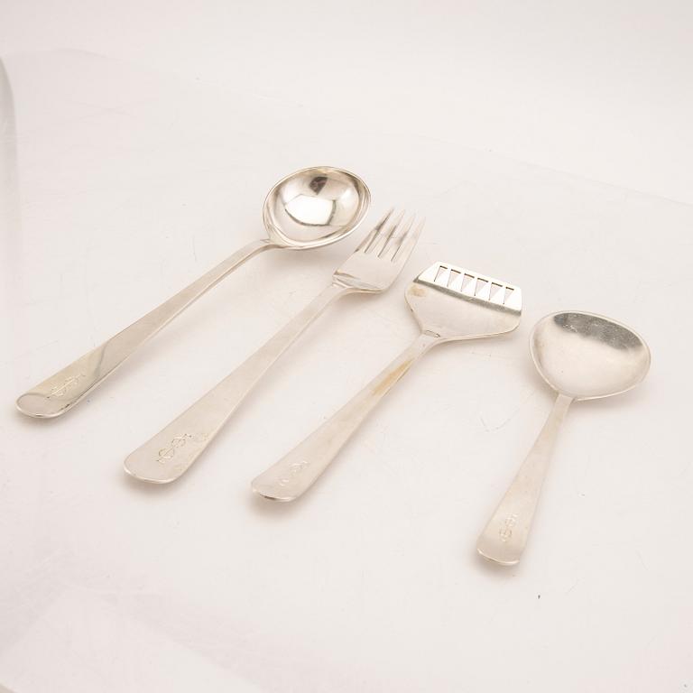 Wiwen Nilsson, a set of four silver serving cutlery, Lund, SWeden 1967 and 1970.
