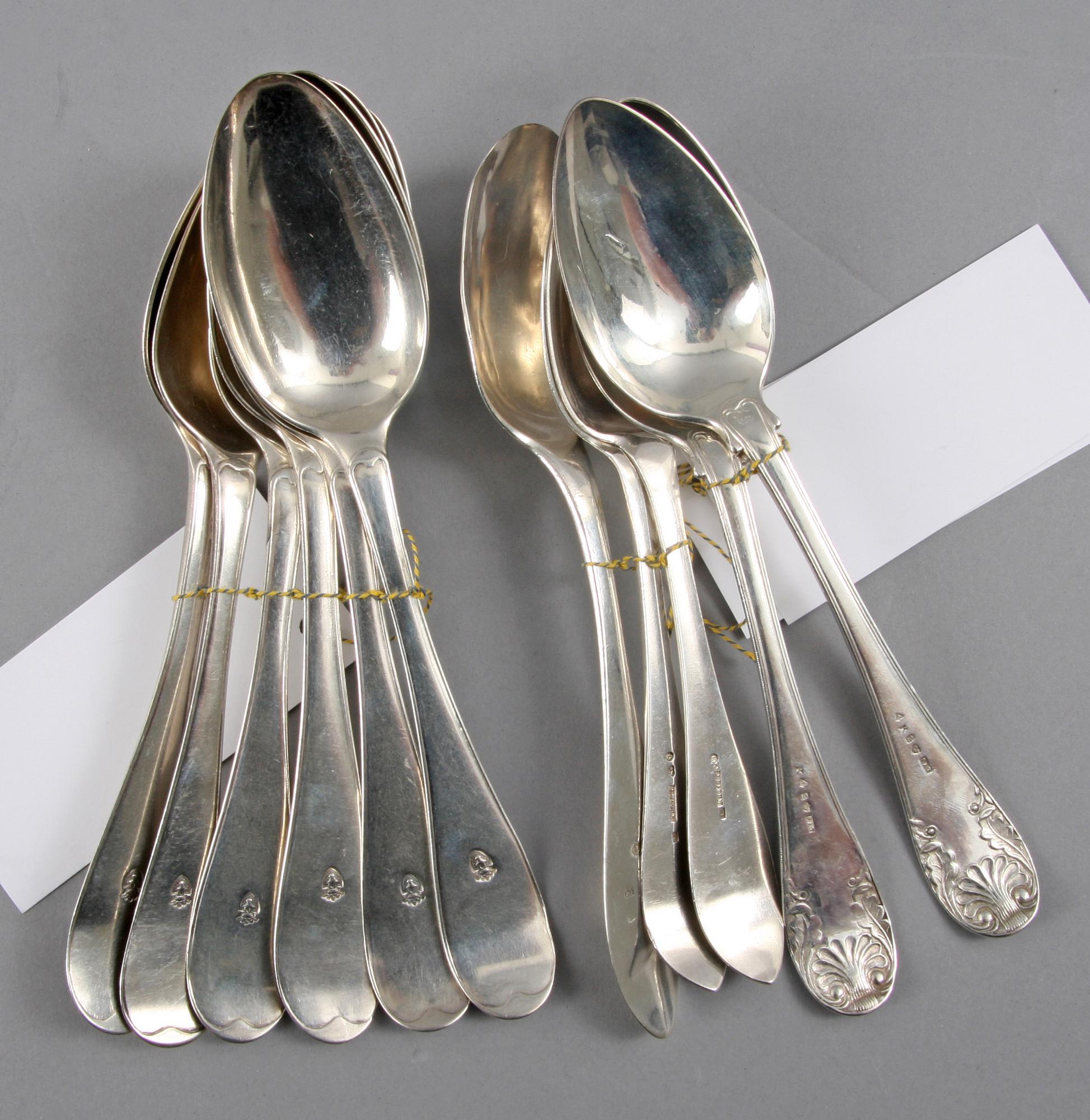PARTI SKEDAR, 6+2+3 st, silver, bl a J S G Lange, Växjö 1802.