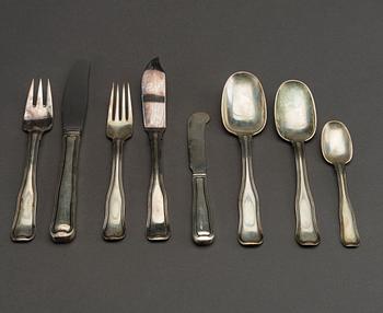 A set of ca 72 pcs silver cutlery, "Old Danish/Dobbeltriflet", Georg Jensen, Denmark,