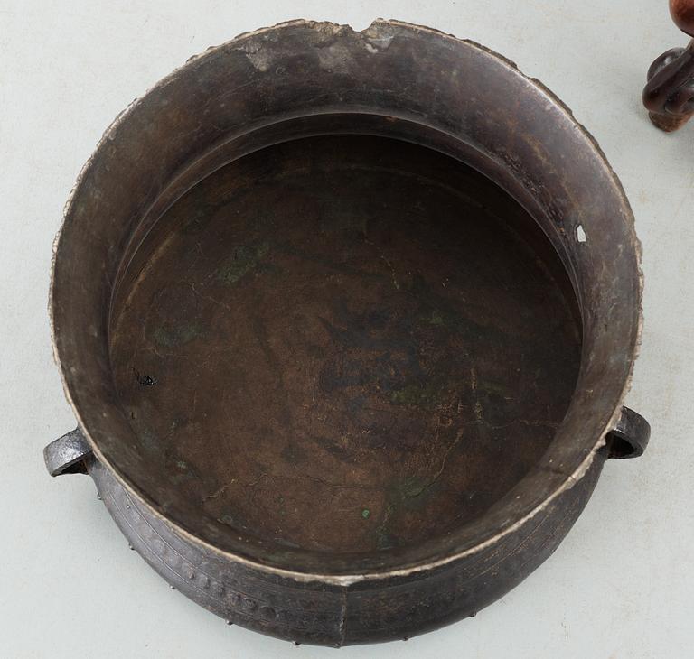 A bronze drum, Myanmar, presumably 17/18th Century.