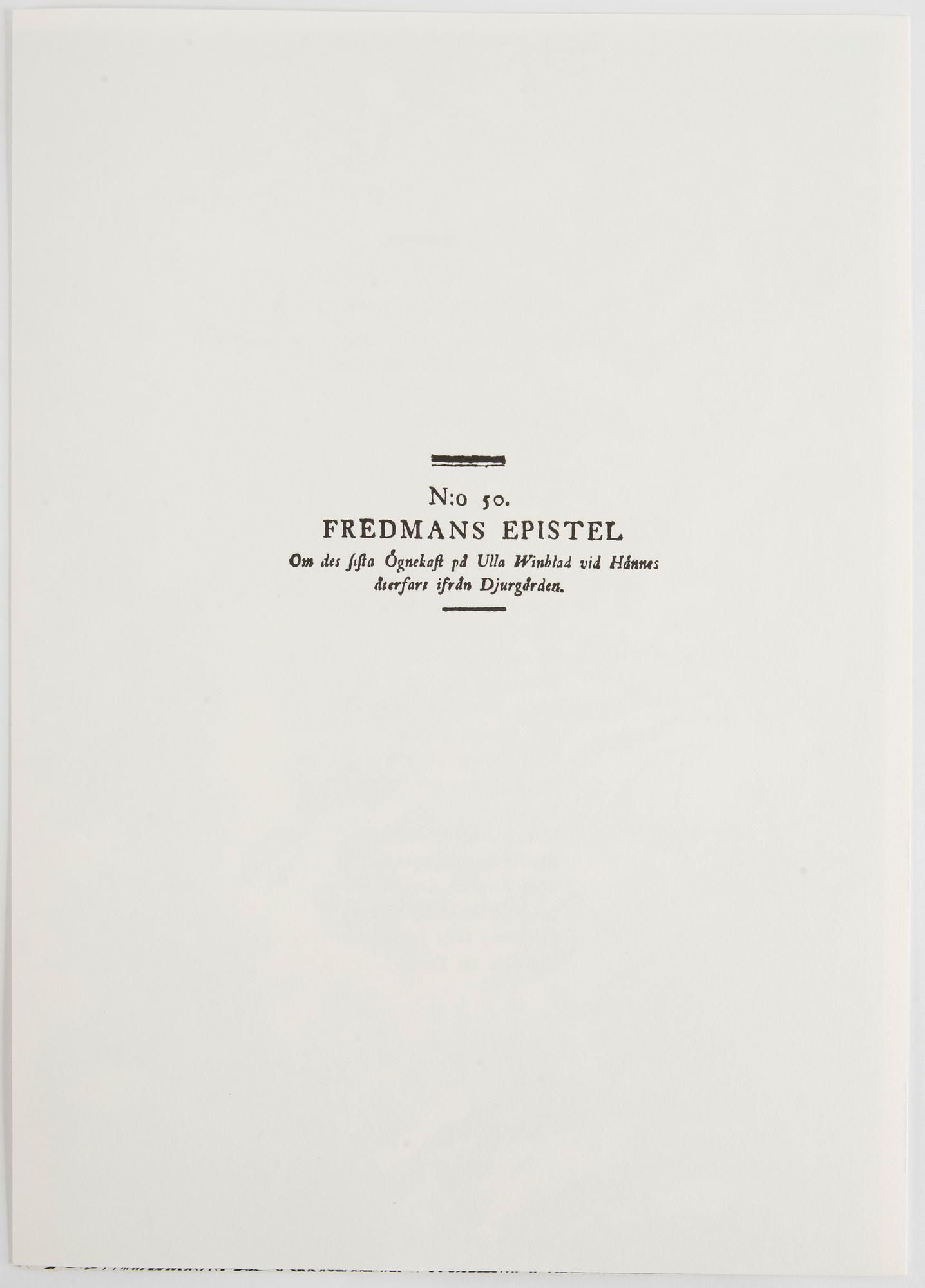 Peter Dahl, "Carl Michael Bellman: Fredmans Epistlar".