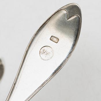 Bengt Törnberg, forks, 12 pcs, and Stephan Westerstråhle and Niklas Ramberg, spoons, a pair, early 19th century.