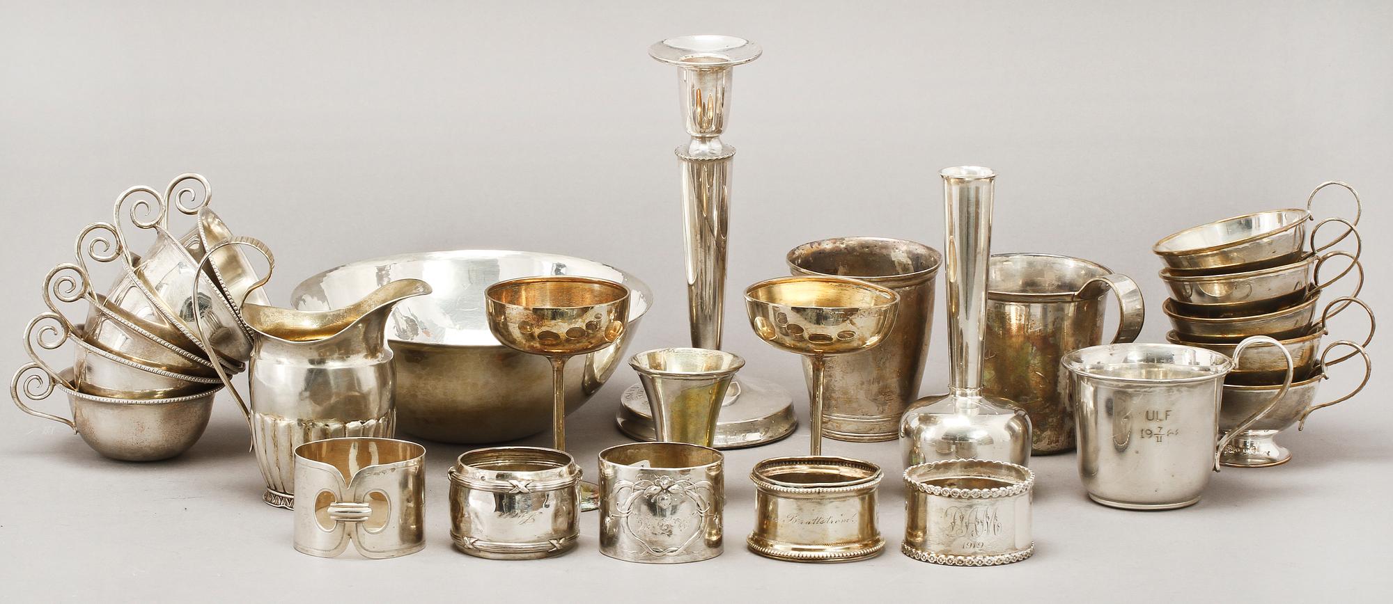 PARTI SILVER, 25 delar, 1900-tal. Vikt 1080 gram.