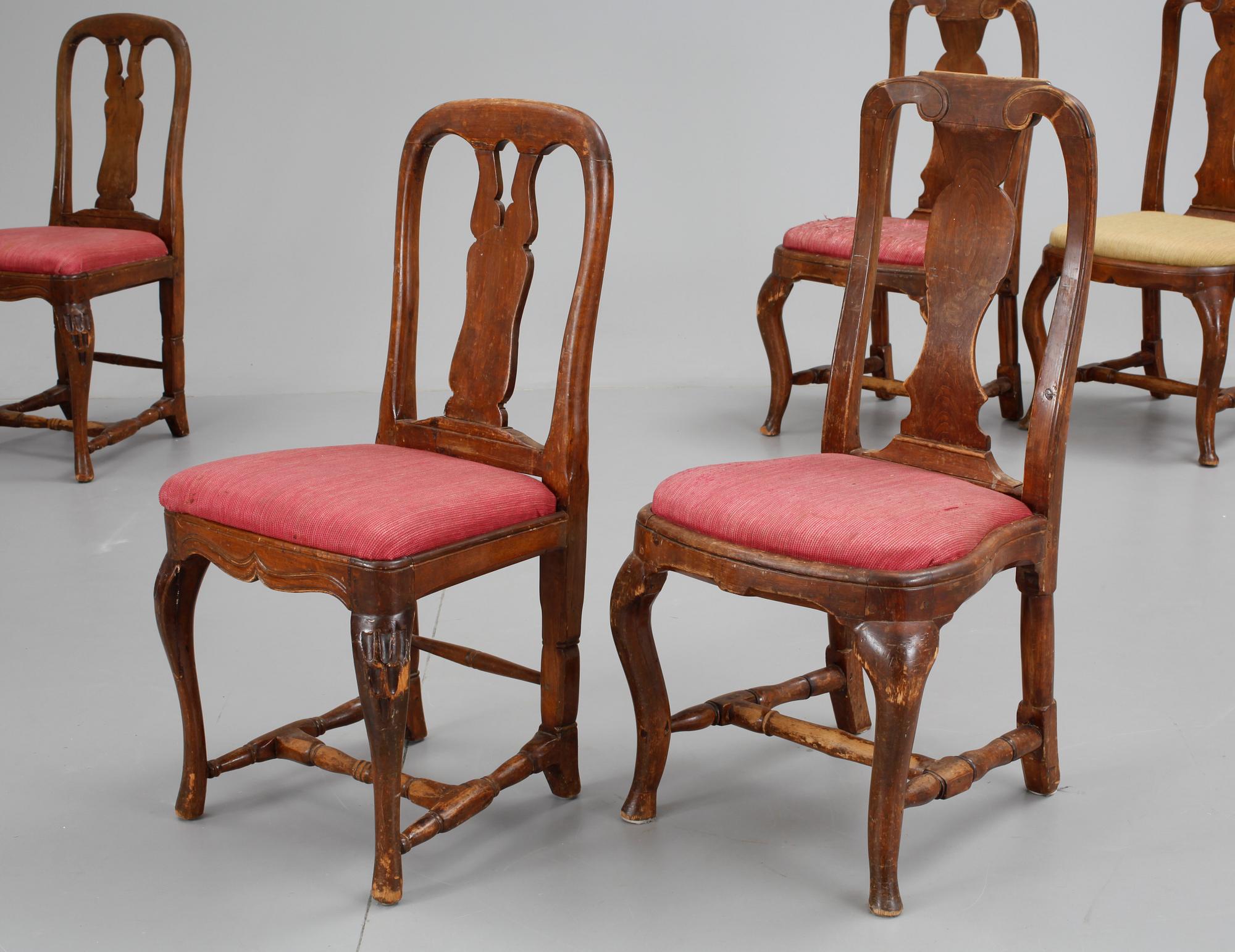 STOLAR, 4+2 st. Sverige, 1700-talets andra hälft. Rokoko.