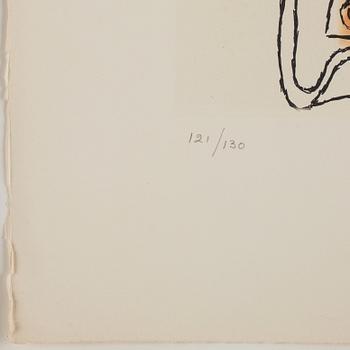 LE CORBUSIER, färgetsning, ur portföljen om 20 etsningar, 1963-65, signerad med blyerts och numrerad 121/130.