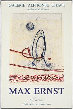 Max Ernst · MAX ERNST, färglitografisk affisch, 1980.
