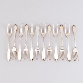 A 1920s 88-piece set of silver cutlery and 12 knife handles, Warsaw Poland.
