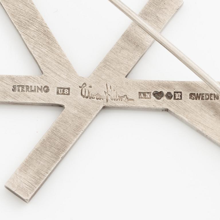 Wiwen Nilsson, monogram brooch, sterling silver, Lund 1946.