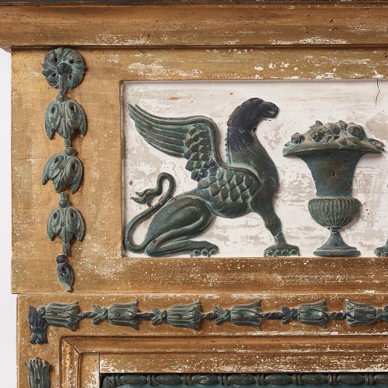 A late Gustavian giltwood and gesso mirror by G. Lindberg (master in Stockholm 1791-1804).
