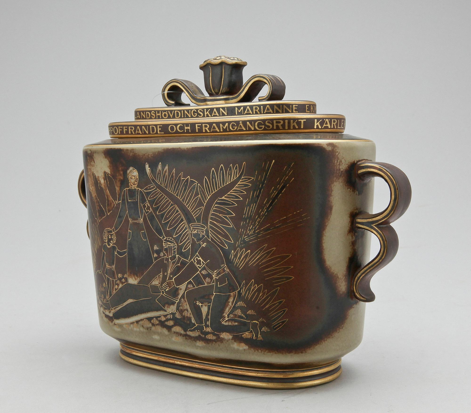 LOCKURNA, stengods, "Flambé", Gunnar Nylund med dekor av Oskar Dahl, Lidköping, 1930-tal.