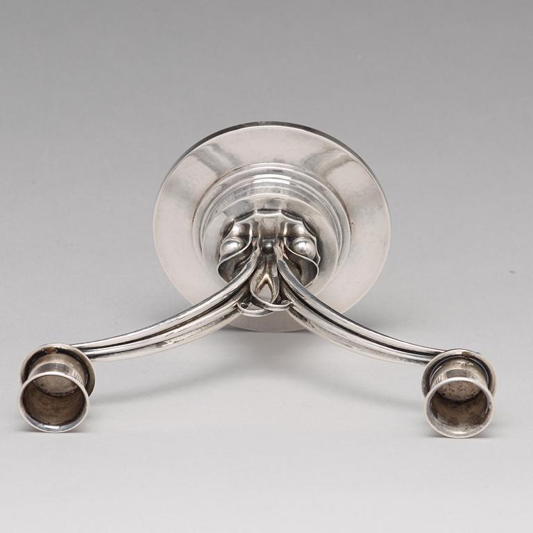 Harald Nielsen, a pair of sterling silver candelabra, Georg Jensen, Copenhagen 1933-44, model nr 278.