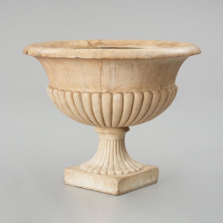 A unusally large and important presumably 17th century Italian white marble urn.