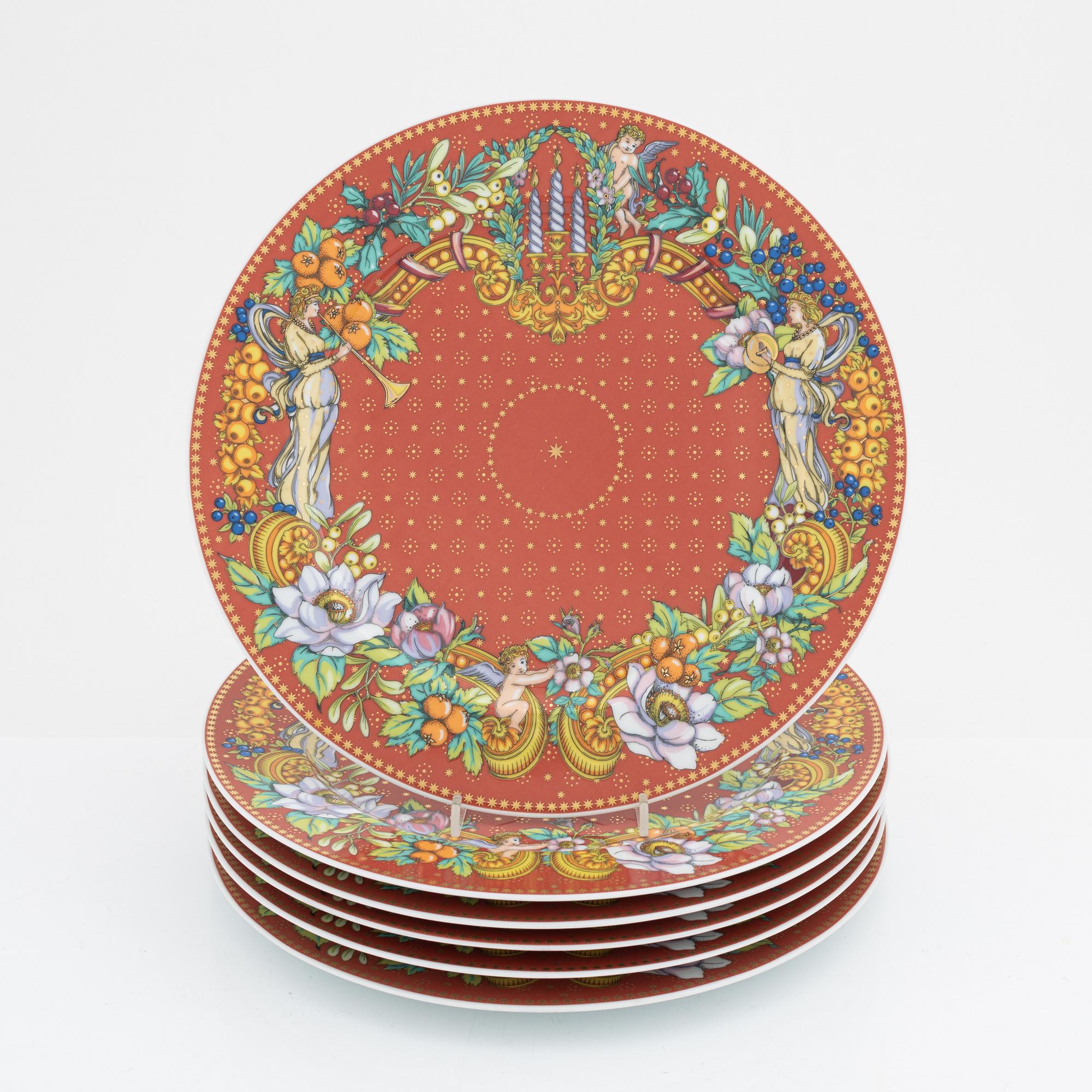 Versace, plates, 6 pcs, porcelain, Rosenthal.